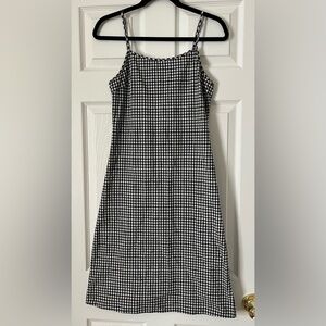 vintage cotton gingham check plaid black white picnic dress size XS-S